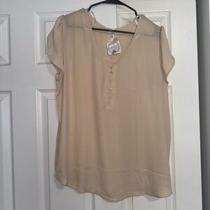 Women's Beige V-Neck Blouse